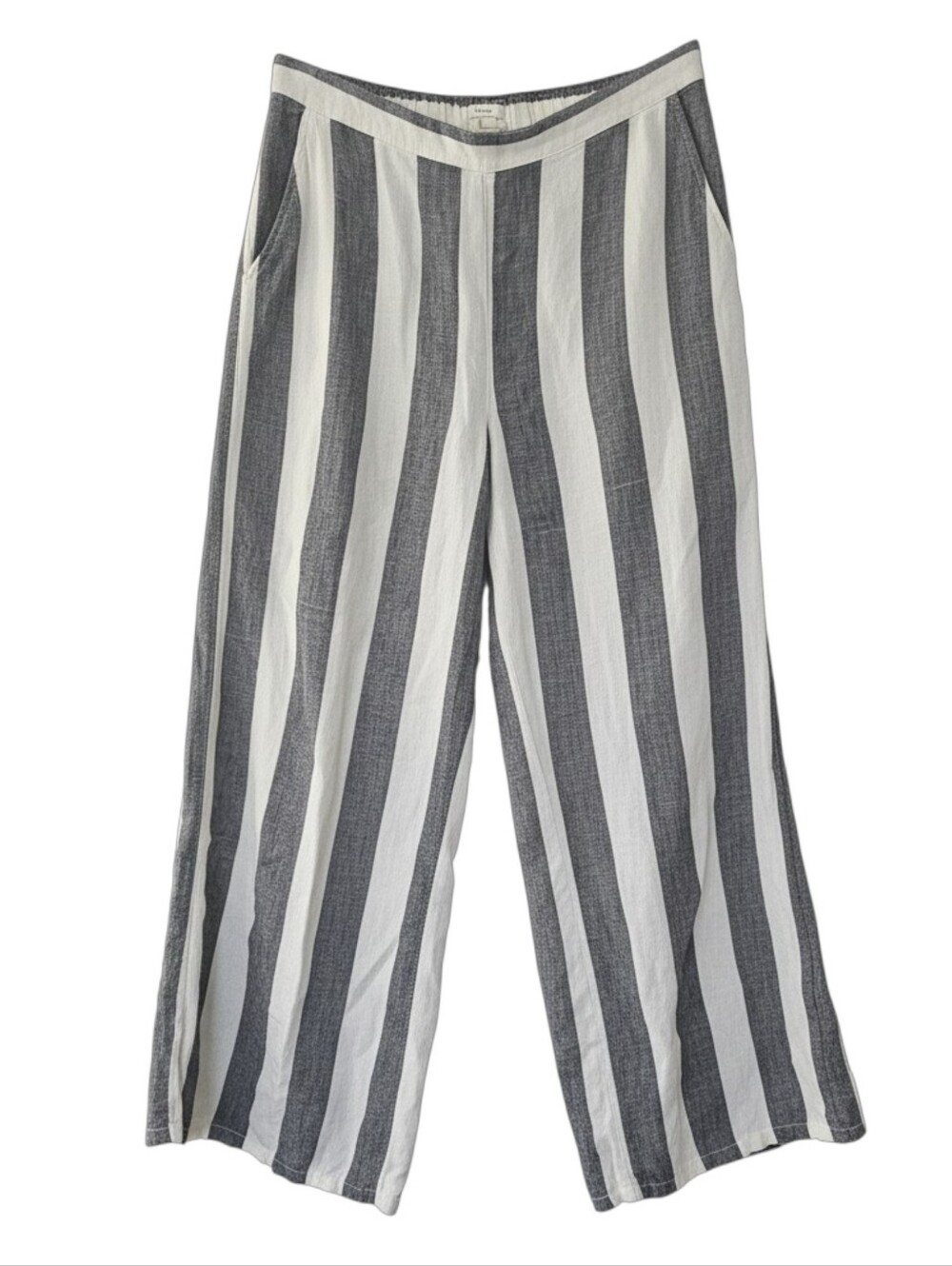 Christian Siriano Striped Linen Wide Leg Pants Size Small - Picture 2 of 3